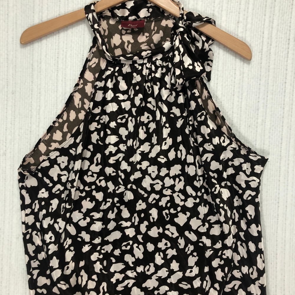Dori USA Black White Leopard Print Halter Neck‎ Sleeveless Top Plus Size 4XL
